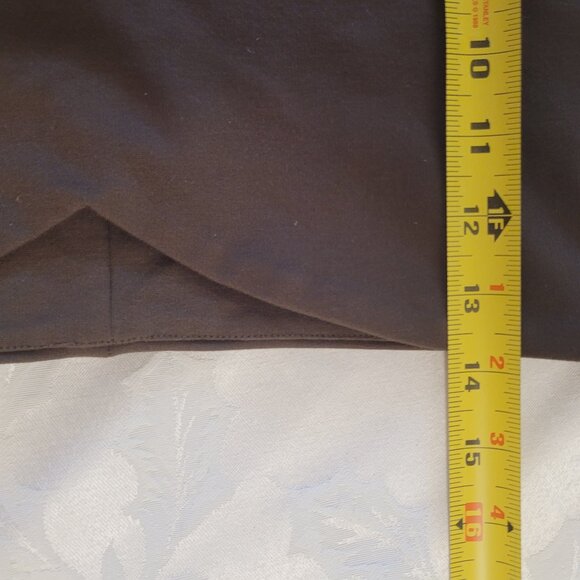 Talula Chocolate Brown Crop Stretch Scallop front Stretch Top - Picture 7 of 7